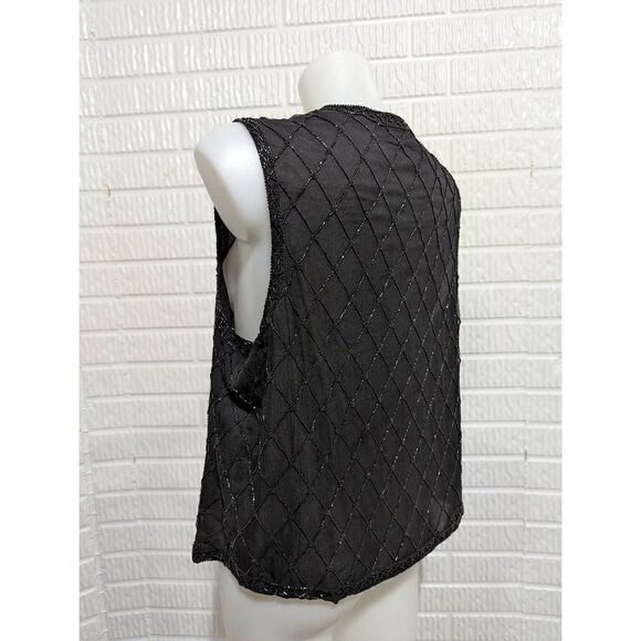 Rafaella Women's Black Beaded Silk Vest Size M - Picture 5 of 7